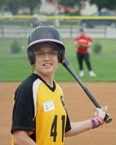 Chana Sandoval ready to bat in a softball game.