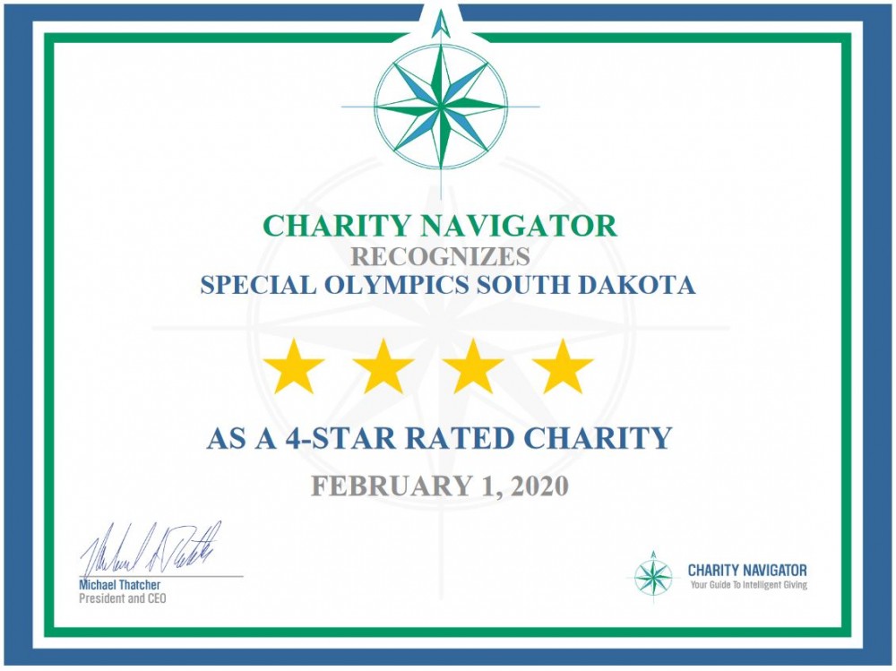 Certificate from Charity Navigator with 4 star designation.