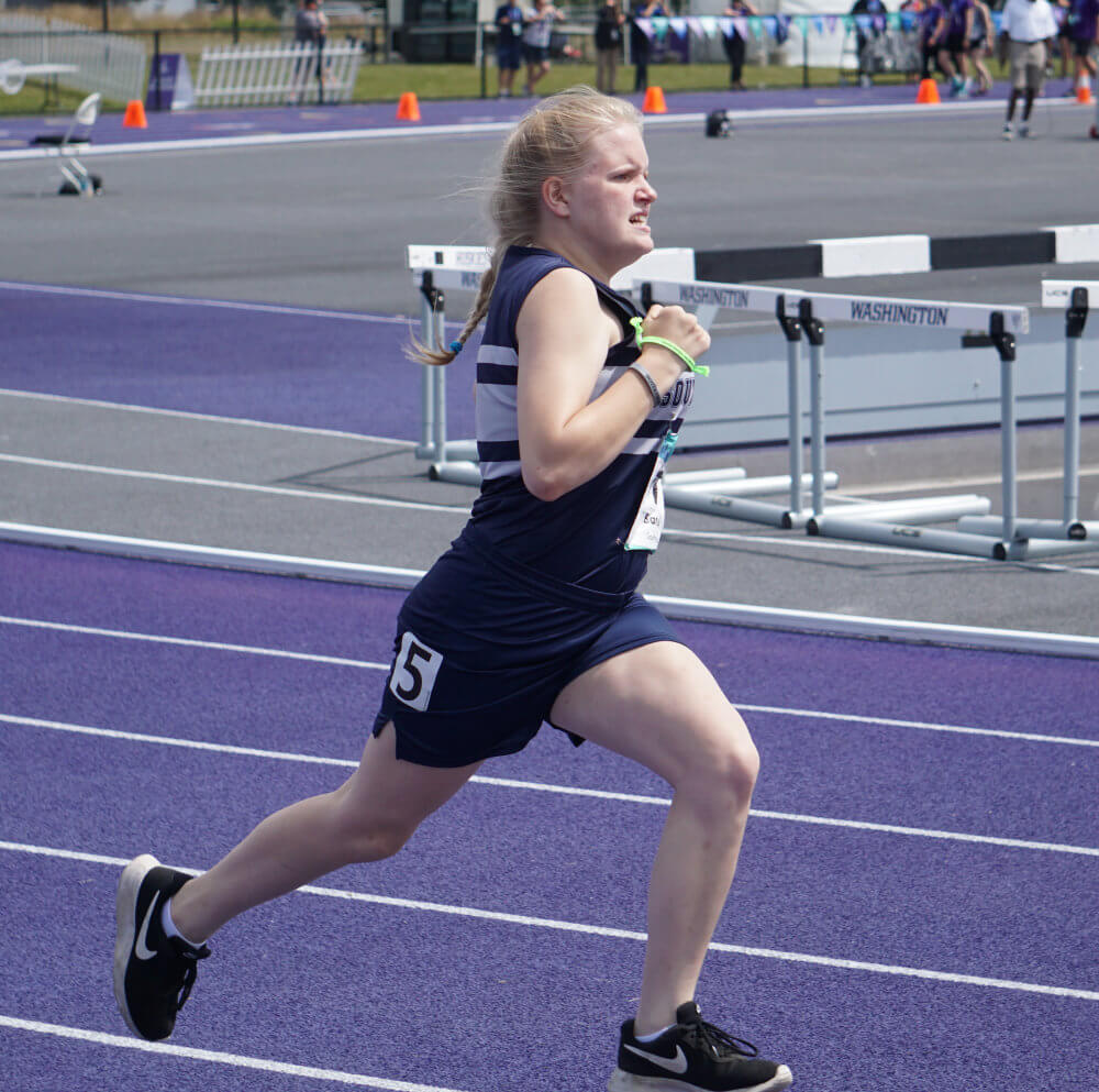 Adrianna Bamsey, nominee for female athlete of the year, running track.